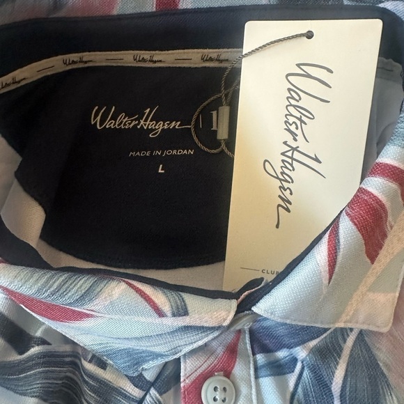 Walter Hagen Mens Clubhouse Airbrush Print Golf Polo Soft Blue/Airbrush large - Picture 2 of 4